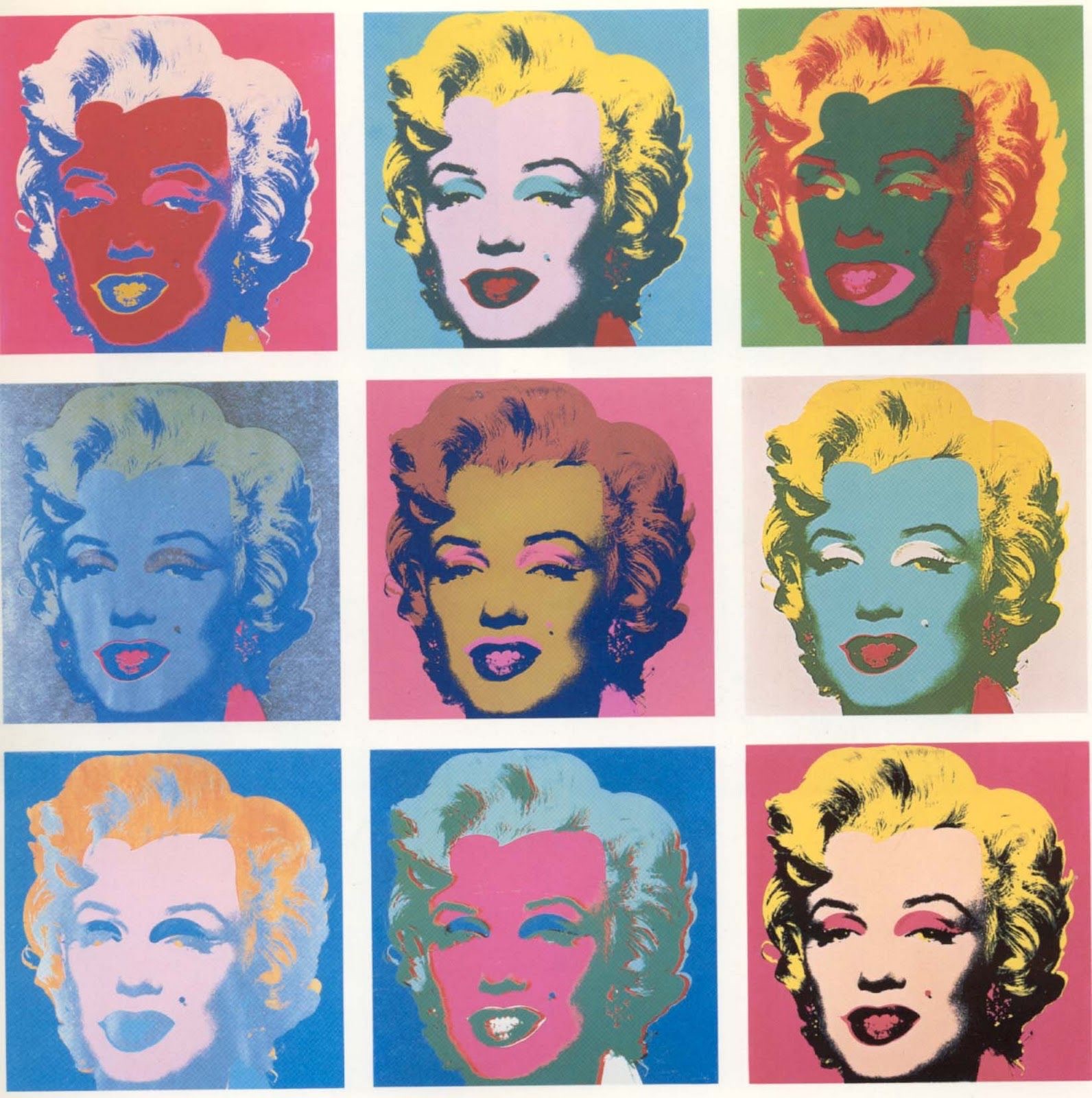 A collage rendition of Andy Warhol's silk screen print 'Marilyn'.